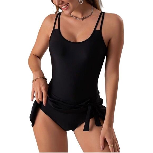 Eomenie Women MEDIUM One Piece Swimdress Swimsuits Tummy Control Swim Skirt - Picture 5 of 9